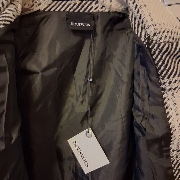 NWT NOUSVOUS Women's Black White Lined Blazer Zip Blazer Jacket Size M 10 - Picture 7 of 16